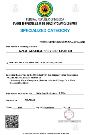 KZIAC NUPRC Permit document.