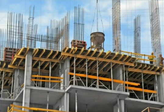Illustrative collage of construction sites, cranes, and civil works activity.