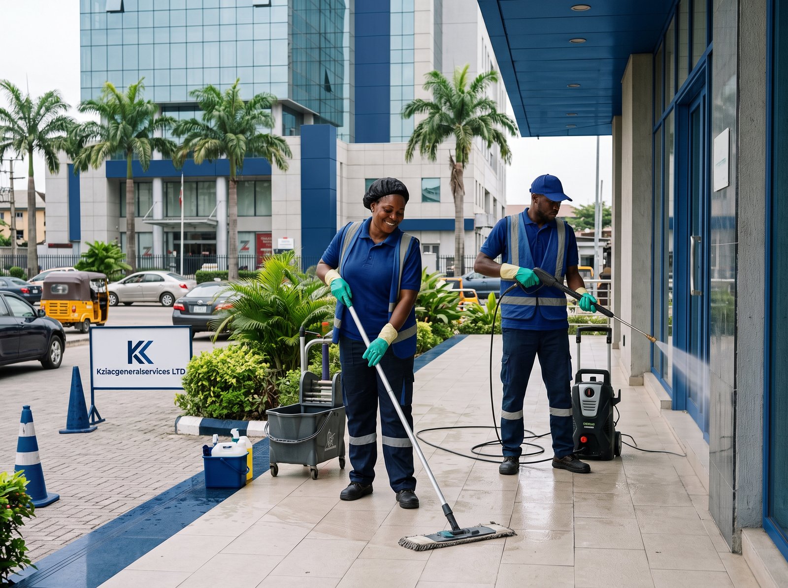 KZIAC profile graphic illustrating marine, industrial and domestic cleaning services.